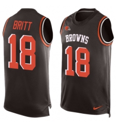 Men's Nike Cleveland Browns #18 Kenny Britt Limited Brown Player Name & Number Tank Top NFL Jersey