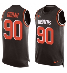 Men's Nike Cleveland Browns #90 Emmanuel Ogbah Limited Brown Player Name & Number Tank Top NFL Jersey