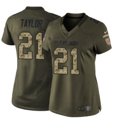 Women's Nike Cleveland Browns #21 Jamar Taylor Elite Green Salute to Service NFL Jersey
