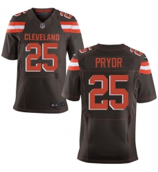 Men's Nike Cleveland Browns #25 Calvin Pryor Elite Brown Team Color NFL Jersey