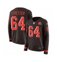 Women's Nike Cleveland Browns #64 JC Tretter Limited Brown Therma Long Sleeve NFL Jersey