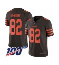Men's Cleveland Browns #82 Ozzie Newsome Limited Brown Rush Vapor Untouchable 100th Season Football Jersey