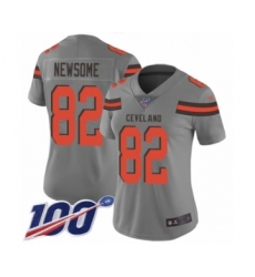 Women's Cleveland Browns #82 Ozzie Newsome Limited Gray Inverted Legend 100th Season Football Jersey