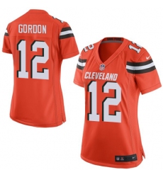Women's Nike Cleveland Browns #12 Josh Gordon Game Orange Alternate NFL Jersey