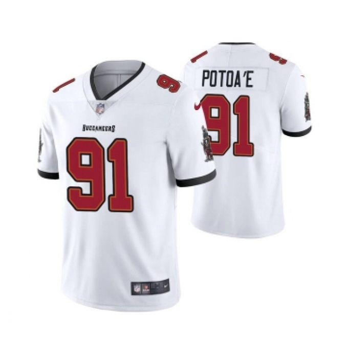 Men's Tampa Bay Buccaneers #91 Benning Potoa'e White Vapor Untouchable Limited Stitched Jersey