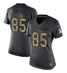 Women's Nike Los Angeles Chargers #85 Antonio Gates Limited Black 2016 Salute to Service NFL Jersey