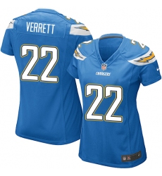 Women's Nike Los Angeles Chargers #22 Jason Verrett Game Electric Blue Alternate NFL Jersey