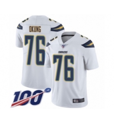 Men's Los Angeles Chargers #76 Russell Okung White Vapor Untouchable Limited Player 100th Season Football Jersey