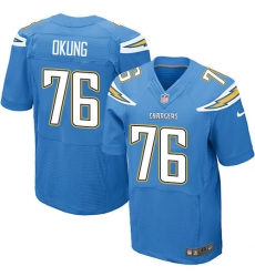 Men's Nike Los Angeles Chargers #76 Russell Okung Elite Electric Blue Alternate NFL Jersey