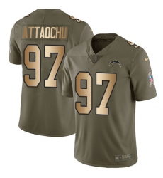 Men's Nike Los Angeles Chargers #97 Jeremiah Attaochu Limited Olive/Gold 2017 Salute to Service NFL Jersey