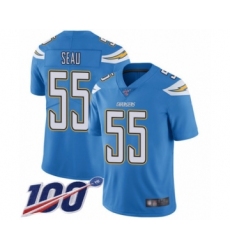 Men's Los Angeles Chargers #55 Junior Seau Electric Blue Alternate Vapor Untouchable Limited Player 100th Season Football Jersey