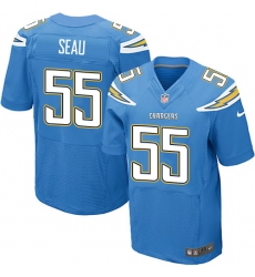 Men's Nike Los Angeles Chargers #55 Junior Seau Elite Electric Blue Alternate NFL Jersey
