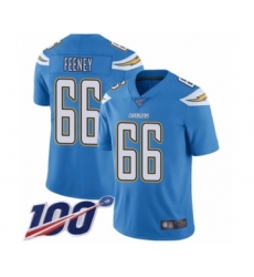 Men's Los Angeles Chargers #66 Dan Feeney Electric Blue Alternate Vapor Untouchable Limited Player 100th Season Football Jersey