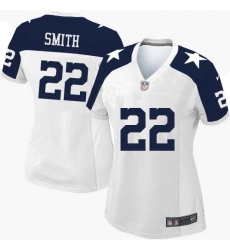 Women's Nike Dallas Cowboys #22 Emmitt Smith Elite White Throwback Alternate NFL Jersey