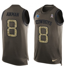 Men's Nike Dallas Cowboys #8 Troy Aikman Limited Green Salute to Service Tank Top NFL Jersey