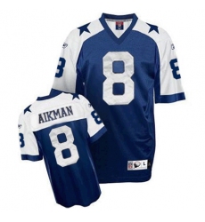 Men's Reebok Dallas Cowboys #8 Troy Aikman Authentic Navy Blue Thanksgiving Throwback NFL Jersey