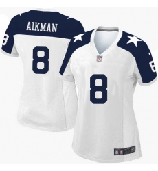 Women's Nike Dallas Cowboys #8 Troy Aikman Game White Throwback Alternate NFL Jersey
