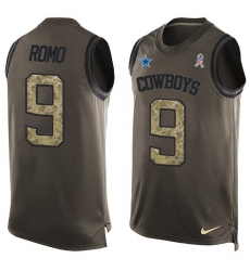 Men's Nike Dallas Cowboys #9 Tony Romo Limited Green Salute to Service Tank Top NFL Jersey