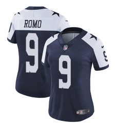 Women's Nike Dallas Cowboys #9 Tony Romo Navy Blue Throwback Alternate Vapor Untouchable Limited Player NFL Jersey