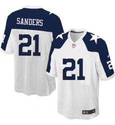 Youth Nike Dallas Cowboys #21 Deion Sanders Elite White Throwback Alternate NFL Jersey