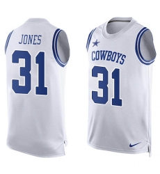Men's Nike Dallas Cowboys #31 Byron Jones Limited White Player Name & Number Tank Top NFL Jersey