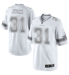 Women's Nike Dallas Cowboys #31 Byron Jones Limited White Platinum NFL Jersey