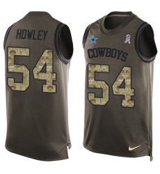 Men's Nike Dallas Cowboys #54 Chuck Howley Limited Green Salute to Service Tank Top NFL Jersey