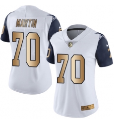 Women's Nike Dallas Cowboys #70 Zack Martin Limited White/Gold Rush NFL Jersey