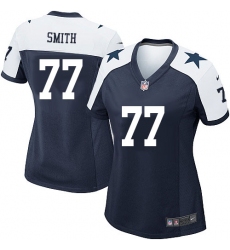 Women's Nike Dallas Cowboys #77 Tyron Smith Game Navy Blue Throwback Alternate NFL Jersey