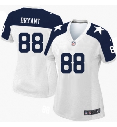 Women's Nike Dallas Cowboys #88 Dez Bryant Elite White Throwback Alternate NFL Jersey