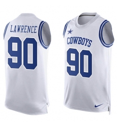 Men's Nike Dallas Cowboys #90 Demarcus Lawrence Limited White Player Name & Number Tank Top NFL Jersey