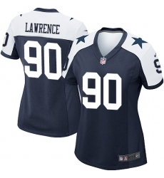 Women's Nike Dallas Cowboys #90 Demarcus Lawrence Game Navy Blue Throwback Alternate NFL Jersey