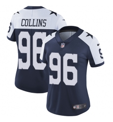 Women's Nike Dallas Cowboys #96 Maliek Collins Elite Navy Blue Throwback Alternate NFL Jersey