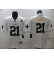 Men's Dallas Cowboys #21 Ezekiel Elliott White Gold Limited Player Jersey
