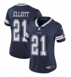 Women's Nike Dallas Cowboys #21 Ezekiel Elliott Elite Navy Blue Team Color NFL Jersey