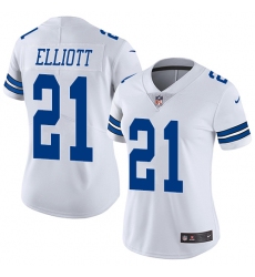 Women's Nike Dallas Cowboys #21 Ezekiel Elliott White Vapor Untouchable Limited Player NFL Jersey