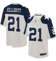 Youth Nike Dallas Cowboys #21 Ezekiel Elliott Elite White Throwback Alternate NFL Jersey