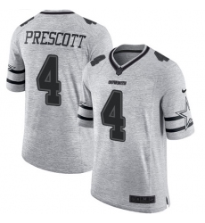 Men's Nike Dallas Cowboys #4 Dak Prescott Limited Gray Gridiron II NFL Jersey