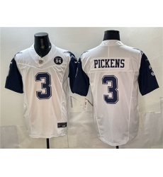 Men's Dallas Cowboys #3 George pickens White F.U.S.E. 94 Marshawn Kneeland Memorial Thanksgiving Vapor Limited Stitched Football Jersey