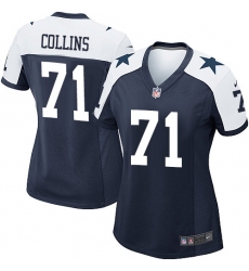 Women's Nike Dallas Cowboys #71 La'el Collins Game Navy Blue Throwback Alternate NFL Jersey