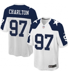 Men's Nike Dallas Cowboys #97 Taco Charlton Game White Throwback Alternate NFL Jersey