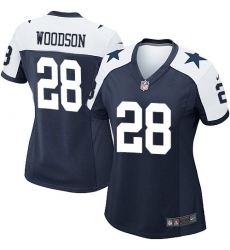 Women's Nike Dallas Cowboys #28 Darren Woodson Game Navy Blue Throwback Alternate NFL Jersey