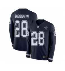 Youth Nike Dallas Cowboys #28 Darren Woodson Limited Navy Blue Therma Long Sleeve NFL Jersey