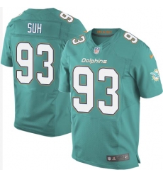 Men's Nike Miami Dolphins #93 Ndamukong Suh Elite Aqua Green Team Color NFL Jersey