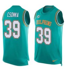 Men's Nike Miami Dolphins #39 Larry Csonka Limited Aqua Green Player Name & Number Tank Top NFL Jersey