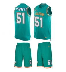 Men's Nike Miami Dolphins #51 Mike Pouncey Limited Aqua Green Tank Top Suit NFL Jersey