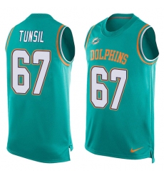 Men's Nike Miami Dolphins #67 Laremy Tunsil Limited Aqua Green Player Name & Number Tank Top NFL Jersey