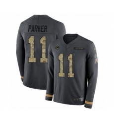Men's Nike Miami Dolphins #11 DeVante Parker Limited Black Salute to Service Therma Long Sleeve NFL Jersey