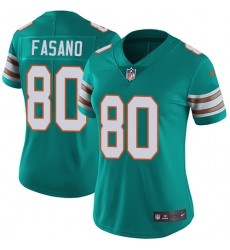 Women's Nike Miami Dolphins #80 Anthony Fasano Elite Aqua Green Alternate NFL Jersey