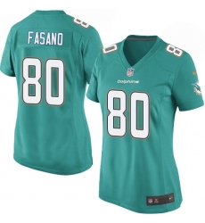 Women's Nike Miami Dolphins #80 Anthony Fasano Game Aqua Green Team Color NFL Jersey